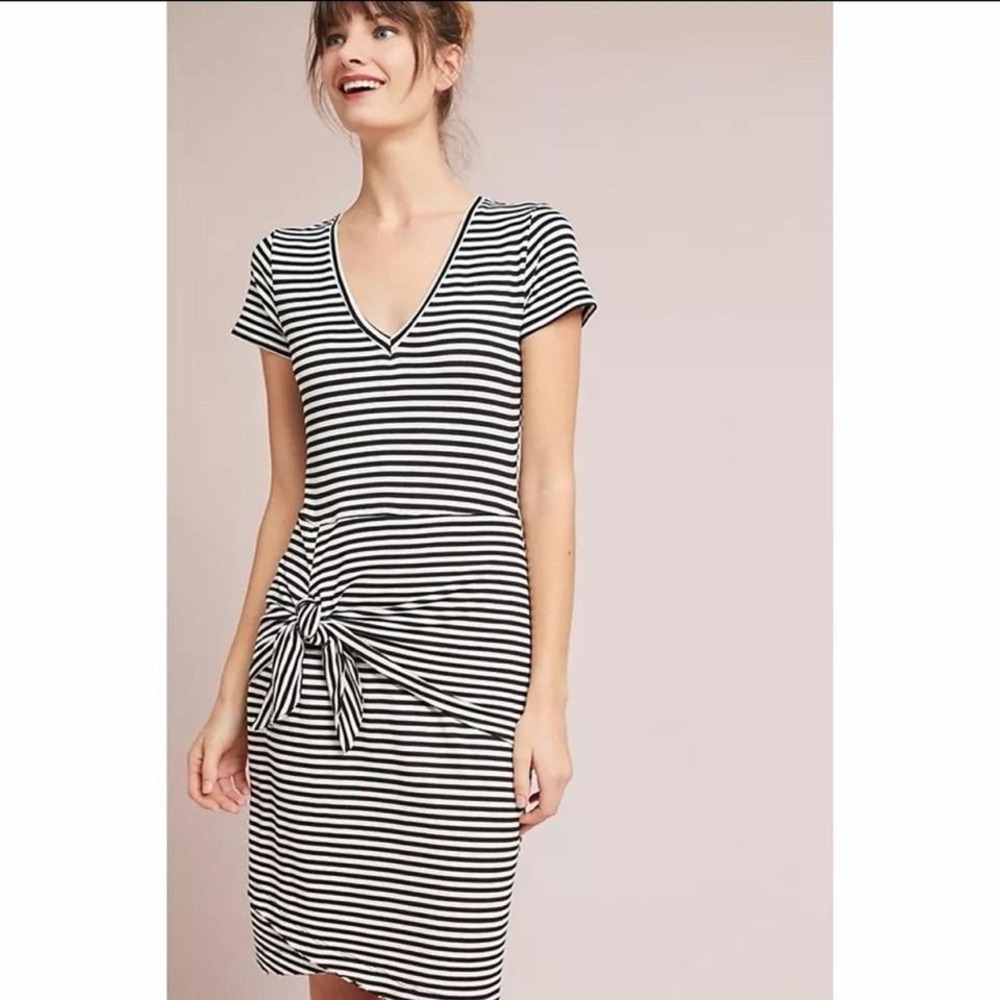 Dolan Malta Striped Tie Front‎ Dress Made in USA Large Anthropologie
